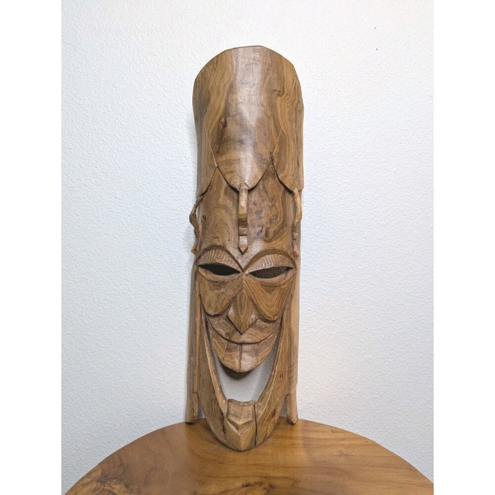 Vintage Estate Hand Carved Wooden African Tribal Art Mask Wood Sculpture